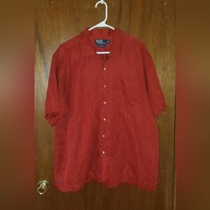 Polo Ralph Lauren Caldwell Red Silk Linen Shirt Sz Xl